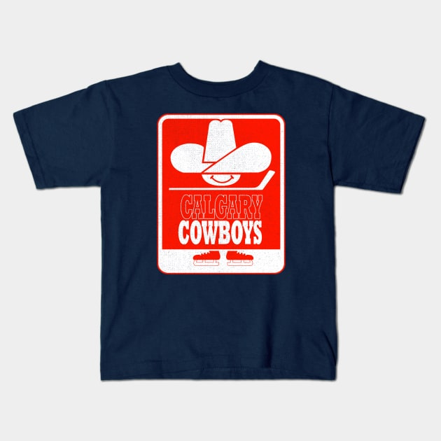 Retro Calgary Cowboys Hockey Kids T-Shirt by LocalZonly